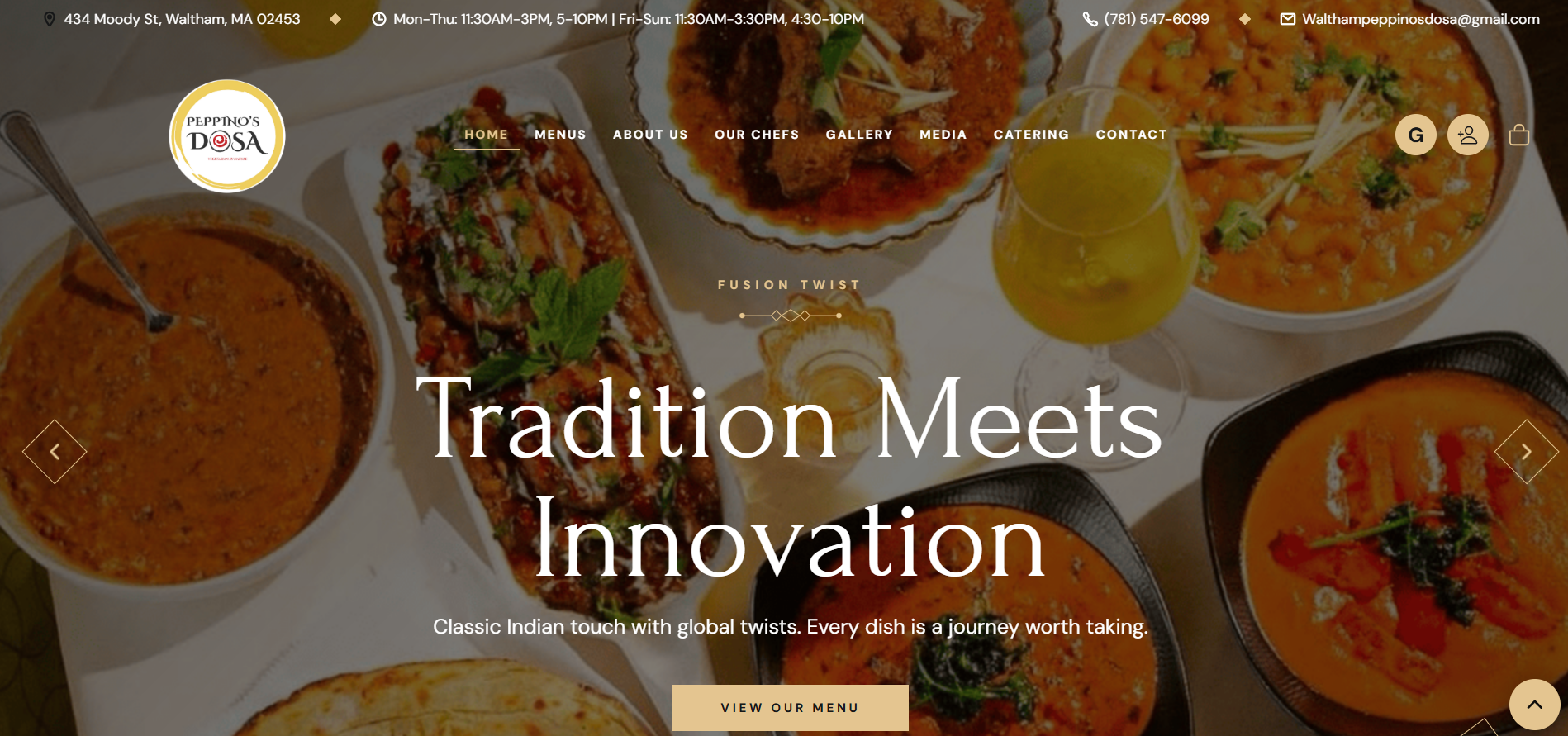 Peppino's Dosa restaurant custom POS system and website transformation